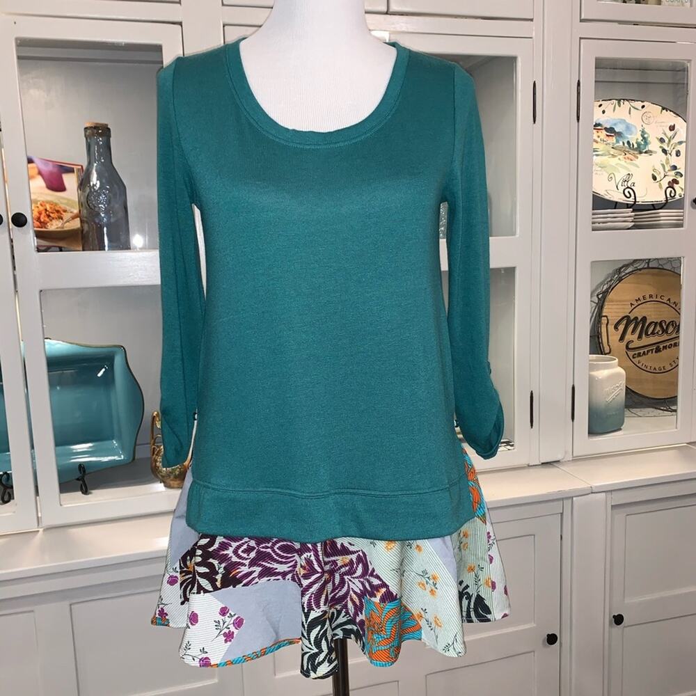 Anthropologie Little Yellow Button Peplum Tunic